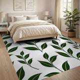 Lush Green Leaves Pattern Floral Vintage Area Rug