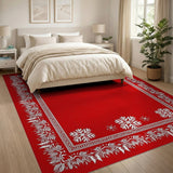 Red Heritage Tribal Snowflake Border Area Rug