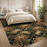 Golden Chrysanthemum Trellis Area Rug