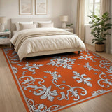 Ornate Orange Persian Floral Area Rug
