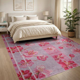 Pink Cherry Blossom Striped Area Rug