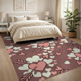 Playful Pink Hearts Arrows Pattern Rug