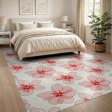 Blush Pink Cherry Blossom Floral Vintage Area Rug
