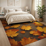 Autumn Maple Leaves Rustic Jute Rug