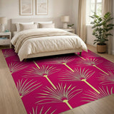 Pink Papyrus Frond Geometric Area Rug