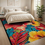 Multi-color and Patterns Vibrant Hibiscus Floral Area Rug