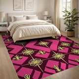 Pink Gold Fleur-de-Lis Geometric Area Rug