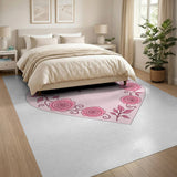 Romantic Pink Roses Heart Wreath Area Rug