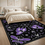 Floral Vintage Purple Butterfly Floral Area Rug