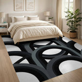 ODIKA Modern Geometric Arch Washable Rug - Low Pile Non-Slip Area Rug