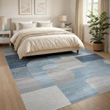 Modern Blue Geometric Abstract Geometric Modern Area Rug