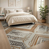 Heritage Tribal Brown and Tan Brown Tan Heritage Tribal Geometric Rug