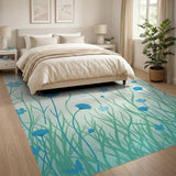 Whimsical Blue Cornflower Meadow Butterfly Rug