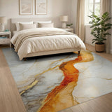 Orange Gold Abstract Area Rug