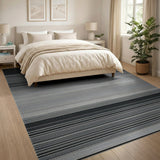 Gradient Black White Striped Area Rug