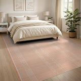 Orange Geometric Grid Line Area Rug
