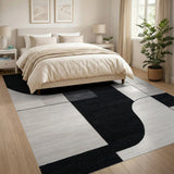 Abstract Geometric Black White Area Rug
