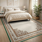 Ornate Floral Border Persian Area Rug