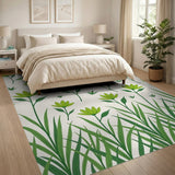 Vibrant Green Floral Scatter Area Rug