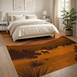 Southwestern Sunset Horses Silhouette Area Rug
