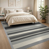 Grey Striped Grey Striped Geometric Area Rug