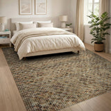 Pixelated Geometric Brown Tan Area Rug