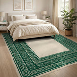 Geometric Modern Green Geometric Border Area Rug