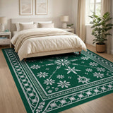 Emerald Green Snowflake Area Rug