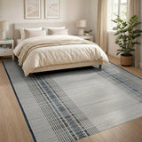 Blue Grey Vertical Stripe Woven Area Rug