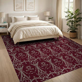Elegant Maroon Persian Motif Area Rug