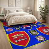 Fire Truck Emergency Badge Collage Area Rug