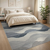 Textured Blue Wave Area Rug