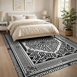 Black and White Black White Intricate Persian Mandala Rug