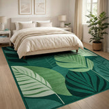 Vibrant Teal Green Leaf Abstract Area Rug