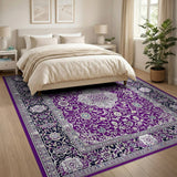 Purple Traditional Persian Floral Medallion Rug