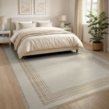 Beige Multi-Border Geometric Area Rug