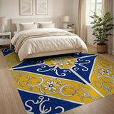 Navy Blue Gold Persian Pattern Area Rug