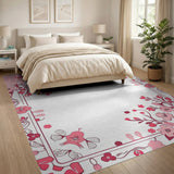 Romantic Pink Floral Frame Area Rug