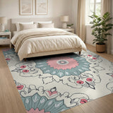 Teal Pink Mandala Persian Floral Rug