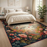 Vibrant Autumn Forest Peony Floral Rug