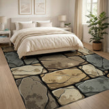 Brown and Tan Weathered Stone Wall Area Rug