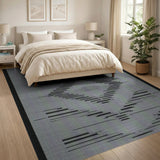 Grey Geometric Diamond Grey Area Rug