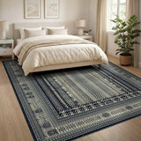 Black White Zigzag Tribal Area Rug