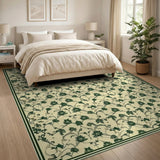 Ivory Green Floral Vine Area Rug
