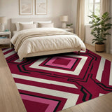 Bold Geometric Red Pink Area Rug