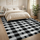 Black and White Buffalo Check Black White Area Rug