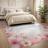 Blush Pink Cherry Blossom Border Area Rug