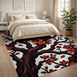Red Cherry Blossom Branches Area Rug