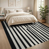 Geometric Modern Bold Striped Bold Black White Striped Geometric Area Rug