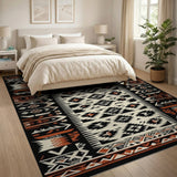 Southwestern Geometric Area Rug Black Cream Rust